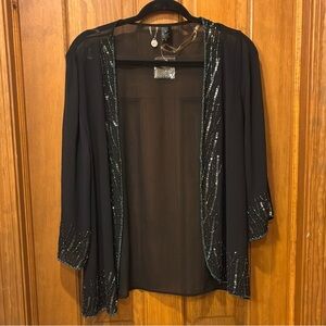BKE boutique Top Black Sheer Cardigan Sequin beaded whimsigoth ☀️